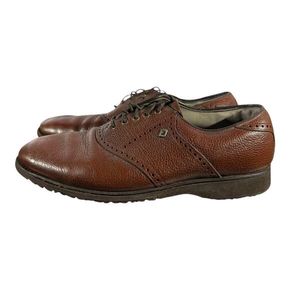 FootJoy Men’s Brown Pebbled Leather Oxford Shoes Casual Dress Golf Size 9 C - Picture 4 of 8
